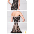 Sexy Black Lace Custom Made Designer Floor Longueur épaules Long Evening Party Wear Mermaid Black Evening Dress